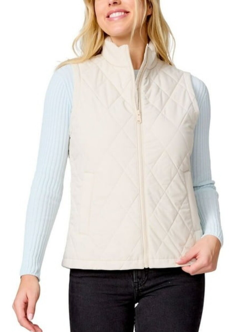 Free Country Women's Quilted Vest Cream Lg New